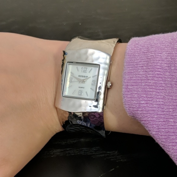 Gossip Silver Tone Cuff Watch with Mother of Pearl - Picture 2 of 4